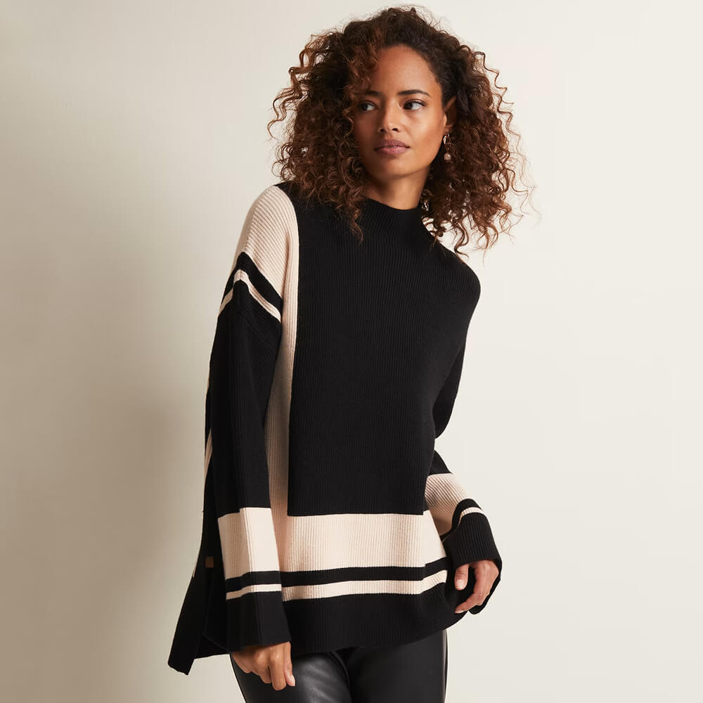 Striped crew neck clearance jumper